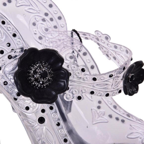 Dolce & Gabbana - Transparent Cinderella PVC Crystal Flower Pumps Black 36 6 - Picture 4 of 5